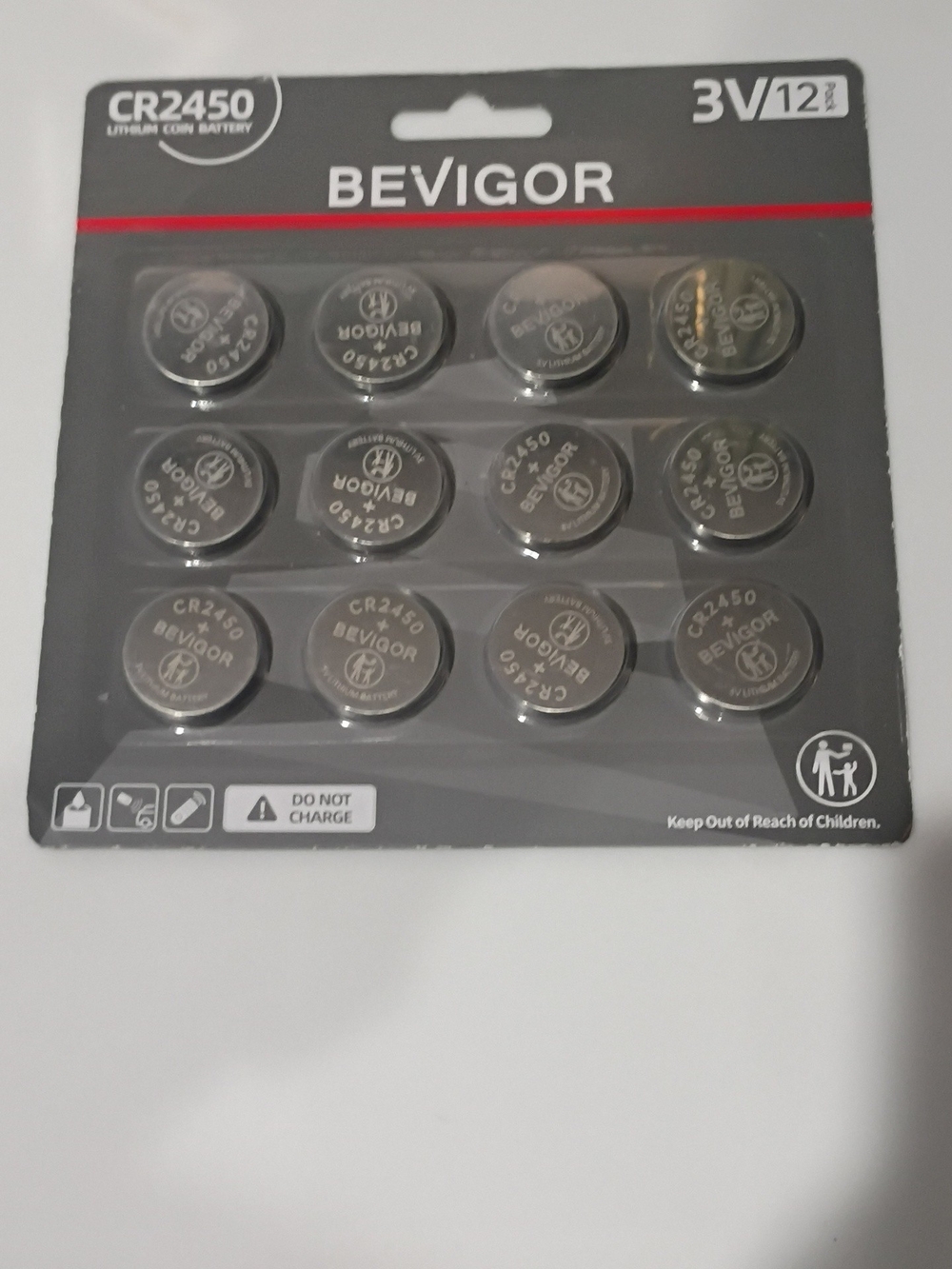 Igor (Bevigor) CR2450 3V Coin Cell Batteries - Silver Pack of 12